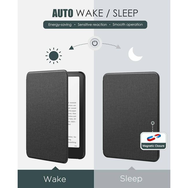Husa pentru Kindle Paperwhite 2024 (12th gen) 7 inch / Kindle Colorsoft Signature Edition 7 inch slim ultra-light, functie sleep/wake-up, inchidere magnetica - roz