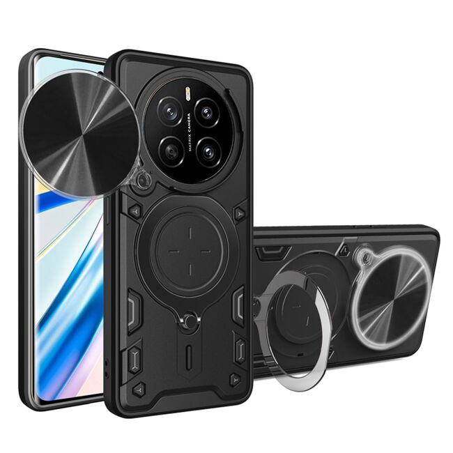 Husa pentru  Honor Magic 7 Lite cu protecție pentru cameră și suport magnetic integrat Ring Shockproof, Negru