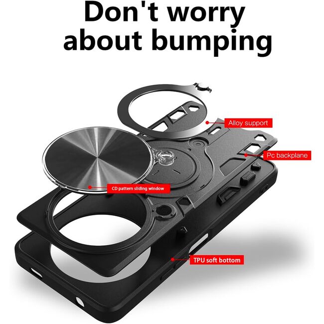Husa pentru Honor Magic 7 Pro cu protecție pentru cameră și suport magnetic integrat Ring Shockproof - albastru