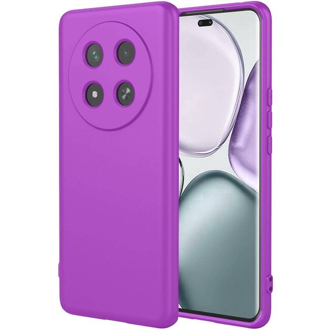 Husa pentru  Honor Magic 7 Lite Liquid Silicone, subțire, captusita cu microfibra, anti amprentă, protectie cameră foto, Mov