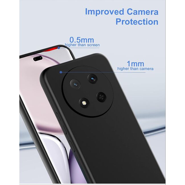 Husa pentru  Honor Magic 7 Lite Liquid Silicone, subțire, captusita cu microfibra, anti amprentă, protectie cameră foto, Verde
