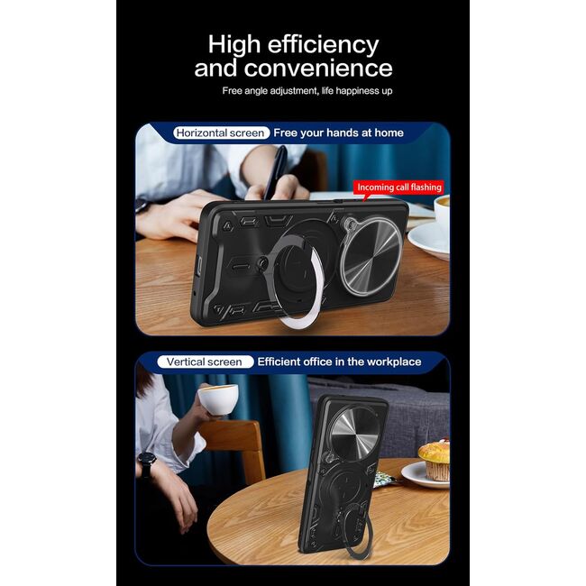 Husa pentru Honor Magic 7 Pro cu protecție pentru cameră și suport magnetic integrat Ring Shockproof - mov