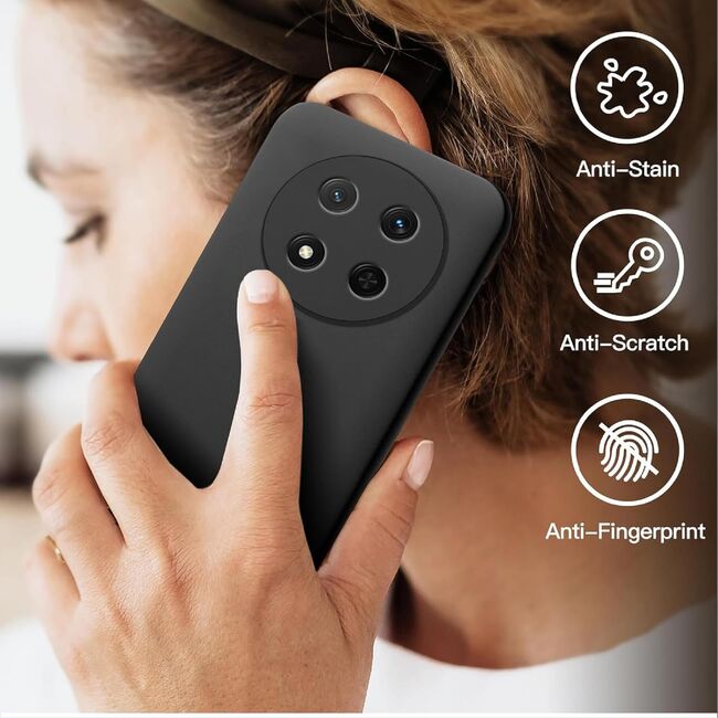 Husa pentru  Honor Magic 7 Lite Liquid Silicone, subțire, captusita cu microfibra, anti amprentă, protectie cameră foto, Fucsia