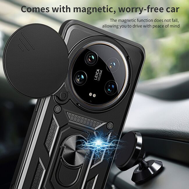 Husa pentru  Honor Magic 7 Lite Ring Armor Kickstand Tough Rugged Cover cu protectie camera, Roz