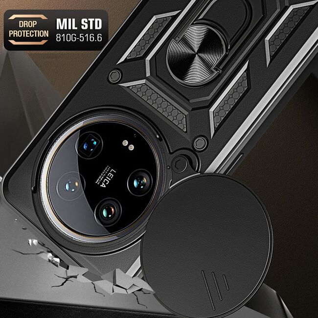 Husa pentru  Honor Magic 7 Lite Ring Armor Kickstand Tough Rugged Cover cu protectie camera, Roz