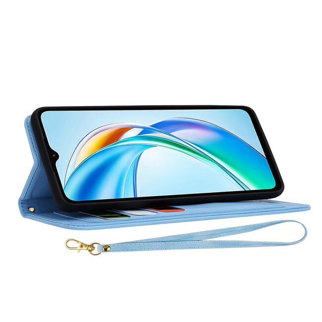 Husa tip carte pentru  Honor X5B, functie stand si port carduri, Albastru
