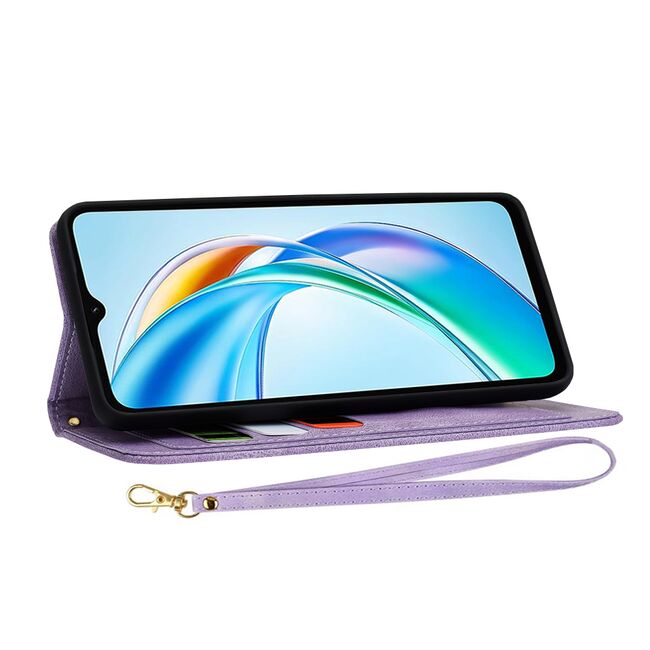 Husa tip carte pentru  Honor X5B, functie stand si port carduri, Mov