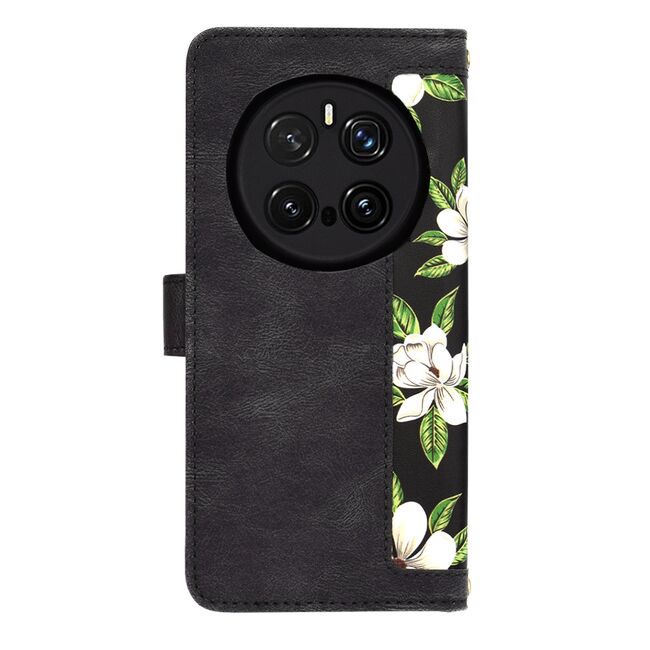 Husa tip carte pentru Honor Magic 7 Pro, functie stand si port carduri, Negru