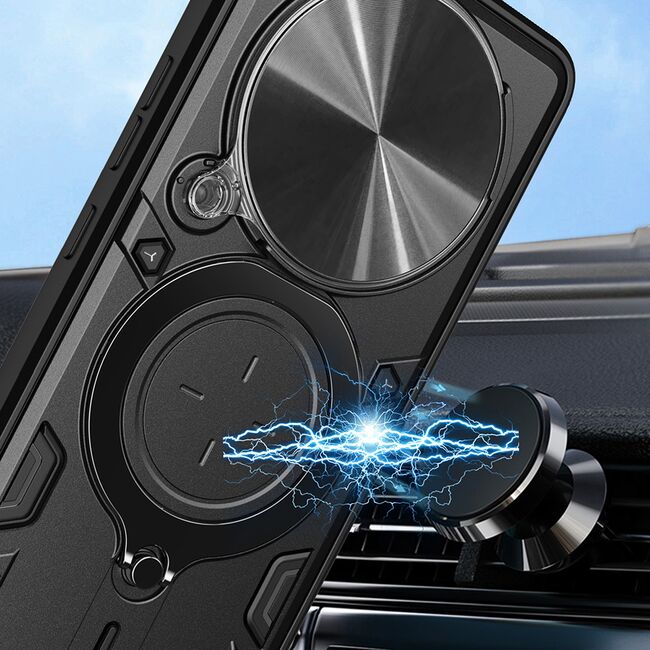 Husa pentru Honor Magic 7 Pro cu protecție pentru cameră și suport magnetic integrat Ring Shockproof - albastru