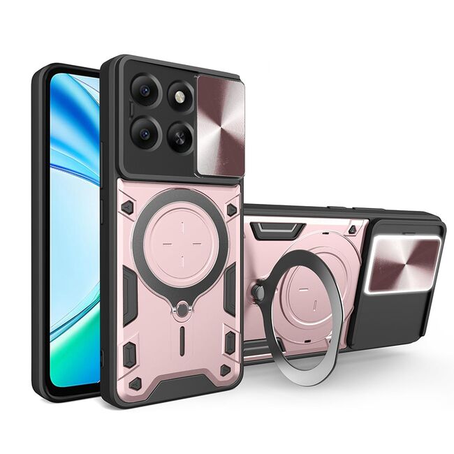 Husa pentru  Honor X5B cu protecție pentru cameră și suport magnetic integrat Ring Shockproof, Roz