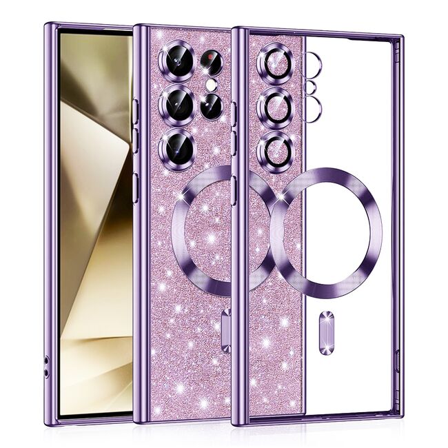 Husa pentru  Samsung Galaxy S25 Ultra cu MagSafe Sparkle Glare Detachable Layer, cu protectie lentile - Lavanda