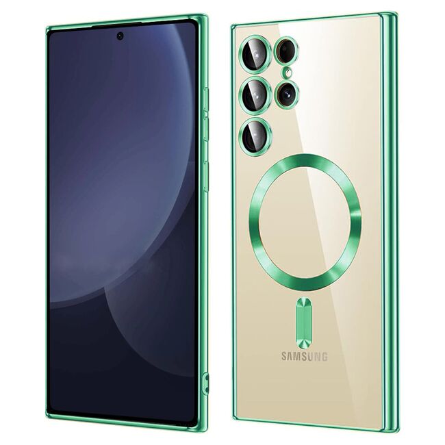 Husa pentru  Samsung Galaxy S25 Ultra cu MagSafe si protectie pentru lentile anti-shock 1.5 mm transparent - Verde deschis