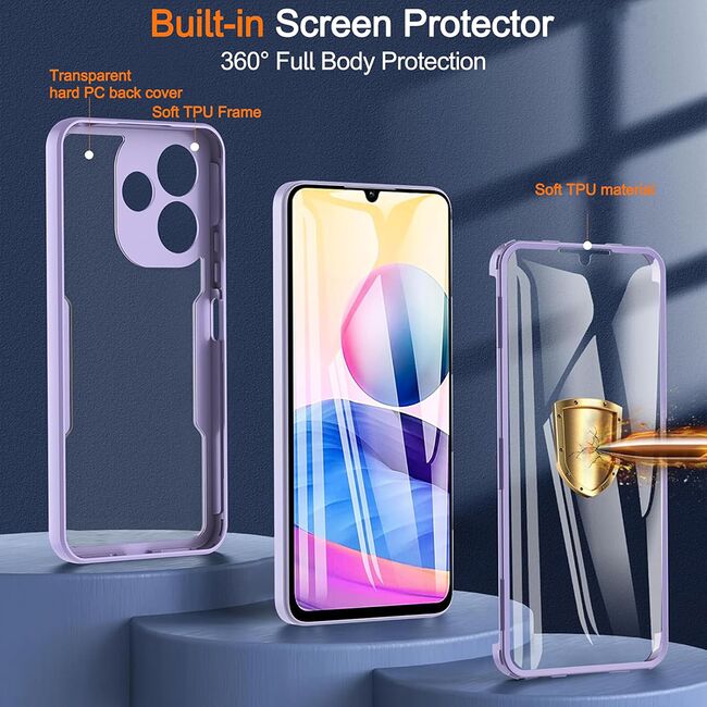 Pachet 360: Husa cu folie integrata pentru Xiaomi Redmi Note 14 Pro, Note 14 Pro+ Plus Cover360 fata / spate - Negru