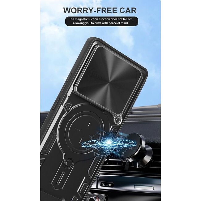 Husa pentru  Xiaomi 15 Pro cu protecție pentru cameră și suport magnetic integrat Ring Shockproof, Roz