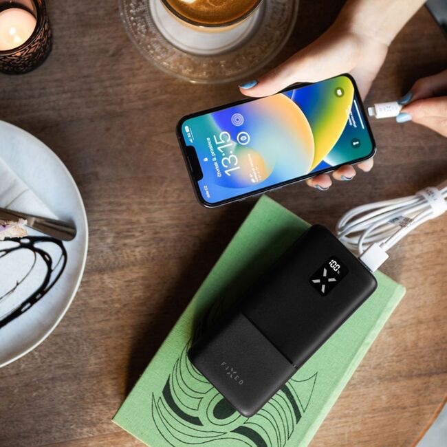 Baterie externa 2x USB, Type-C, 20W, 30000 mAh, LCD Display Fixed Power Bank Zen, FIXZEN-30-BK