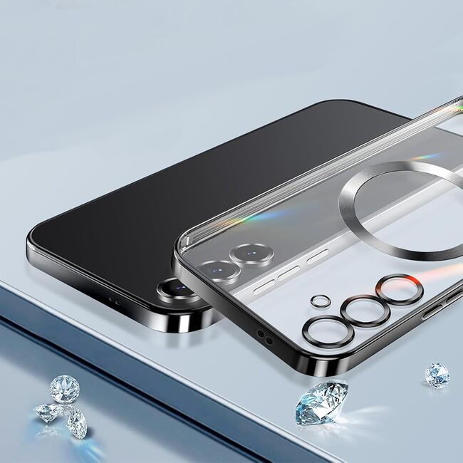 Husa pentru  Samsung Galaxy S25+ cu MagSafe si protectie pentru lentile anti-shock 1.5 mm transparent - Albastru