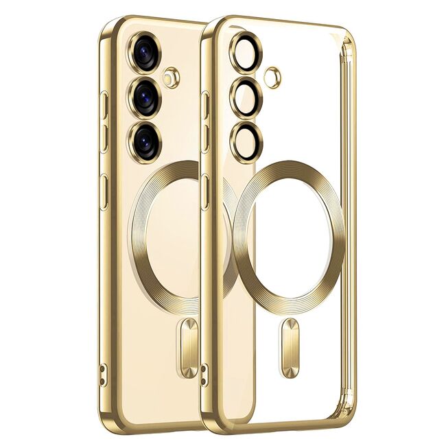 Husa pentru  Samsung Galaxy S25+ cu MagSafe si protectie pentru lentile anti-shock 1.5 mm transparent - Auriu