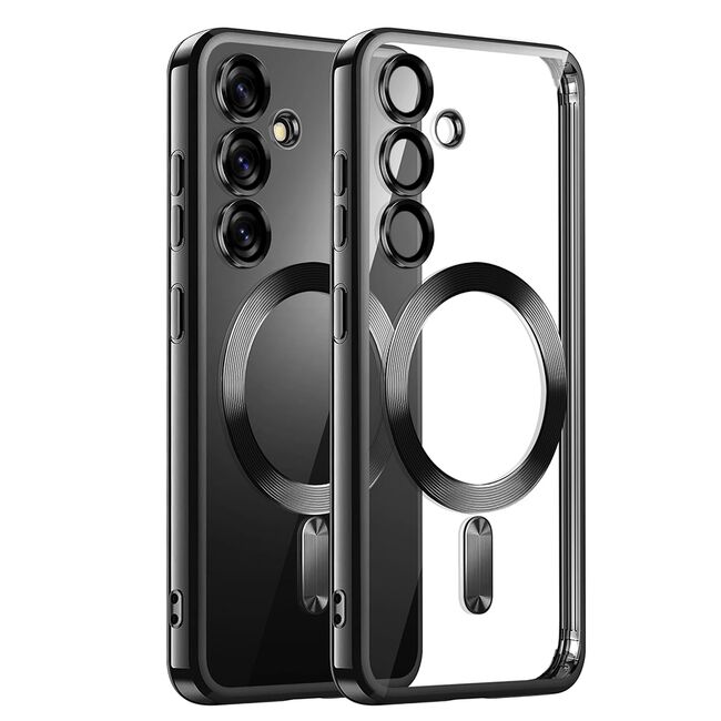Husa pentru  Samsung Galaxy S25+ cu MagSafe si protectie pentru lentile anti-shock 1.5 mm transparent - Negru