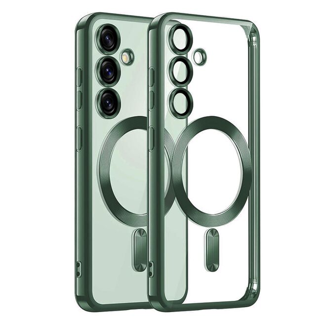 Husa pentru  Samsung Galaxy S25+ cu MagSafe si protectie pentru lentile anti-shock 1.5 mm transparent - Verde