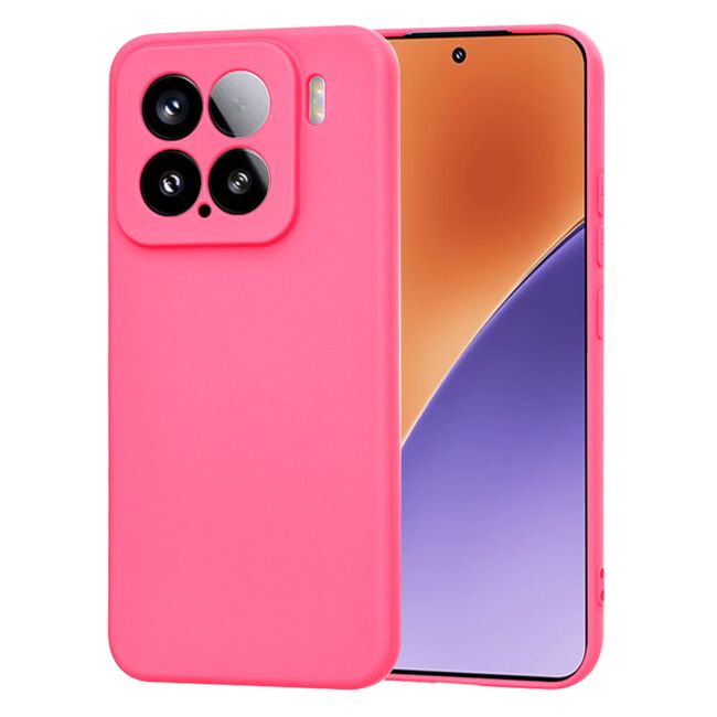 Husa pentru  Xiaomi 15 Liquid Silicone, subțire, captusita cu microfibra, anti amprentă, protectie cameră foto, Fucsia