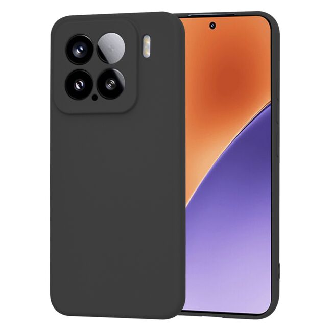 Husa pentru  Xiaomi 15 Liquid Silicone, subțire, captusita cu microfibra, anti amprentă, protectie cameră foto, Negru