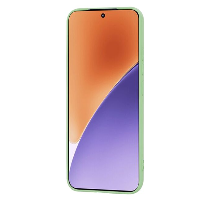Husa pentru  Xiaomi 15 Liquid Silicone, subțire, captusita cu microfibra, anti amprentă, protectie cameră foto, Verde deschis