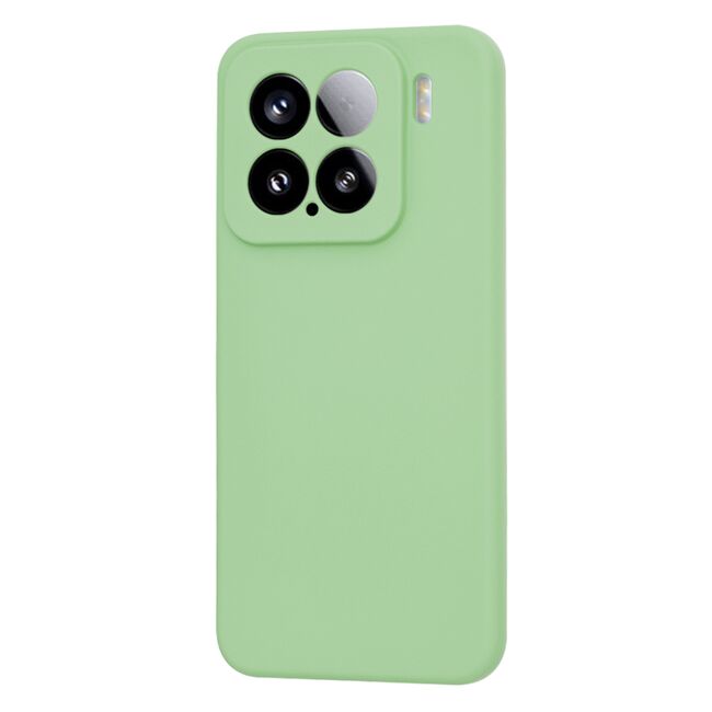 Husa pentru  Xiaomi 15 Liquid Silicone, subțire, captusita cu microfibra, anti amprentă, protectie cameră foto, Verde deschis