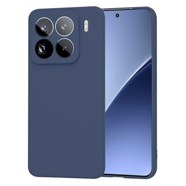 Husa pentru  Xiaomi 15 Pro Liquid Silicone, subțire, captusita cu microfibra, anti amprentă, protectie cameră foto, Albastru