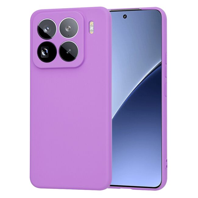 Husa pentru  Xiaomi 15 Pro Liquid Silicone, subțire, captusita cu microfibra, anti amprentă, protectie cameră foto, Mov