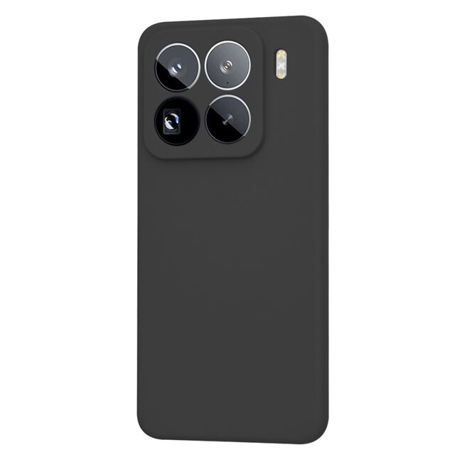 Husa pentru  Xiaomi 15 Pro Liquid Silicone, subțire, captusita cu microfibra, anti amprentă, protectie cameră foto, Negru