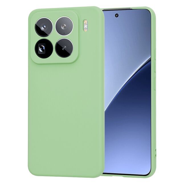 Husa pentru  Xiaomi 15 Pro Liquid Silicone, subțire, captusita cu microfibra, anti amprentă, protectie cameră foto, Verde deschis