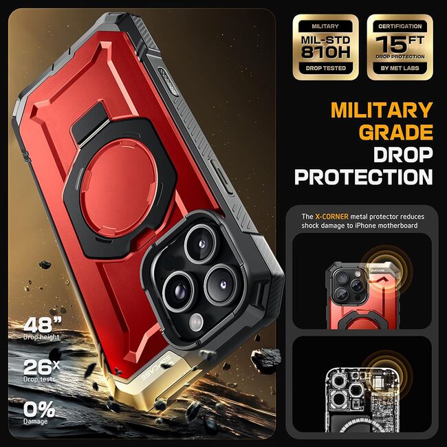 Husa iPhone 16 Pro Max Supcase Unicorn Beetle Defender, rosu