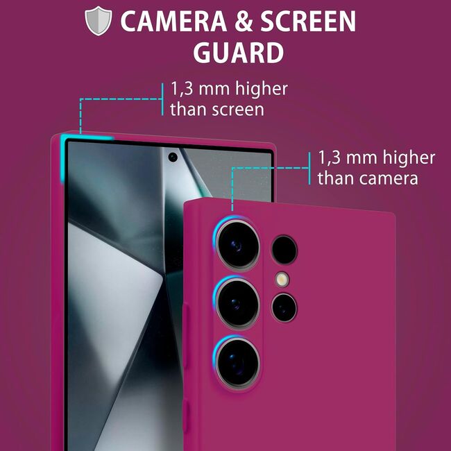 Husa pentru Samsung Galaxy S25 Ultra Liquid Silicone, subțire, captusita cu microfibra, anti amprentă, protectie cameră foto, bordeaux