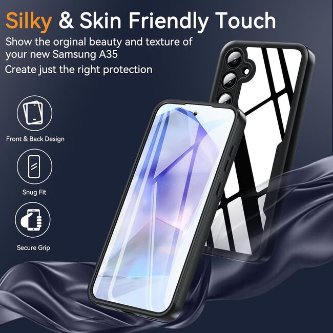 Pachet 360: Husa cu folie integrata pentru  Samsung Galaxy A36 Cover360 fata / spate - Negru