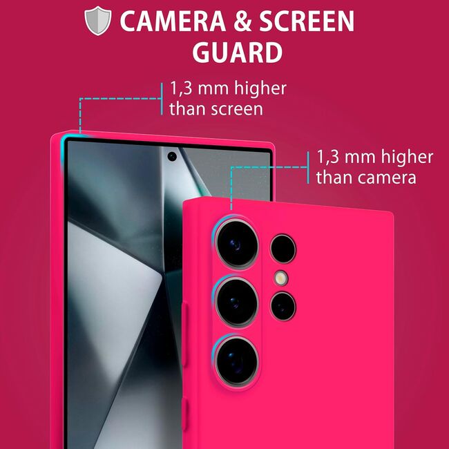 Husa pentru Samsung Galaxy S25 Ultra Liquid Silicone, subțire, captusita cu microfibra, anti amprentă, protectie cameră foto, Fucsia