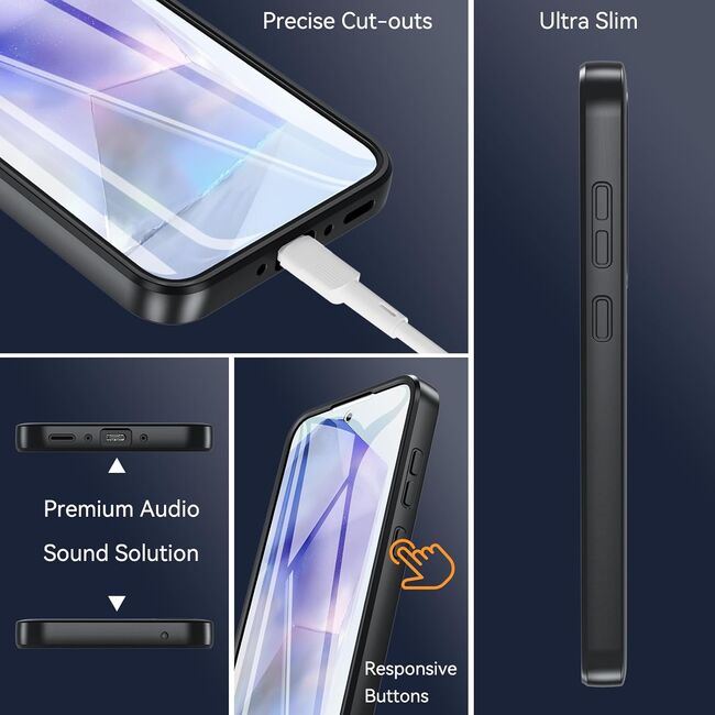 Pachet 360: Husa cu folie integrata pentru  Samsung Galaxy A36 Cover360 fata / spate - Negru