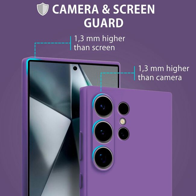 Husa pentru Samsung Galaxy S25 Ultra Liquid Silicone, subțire, captusita cu microfibra, anti amprentă, protectie cameră foto, mov