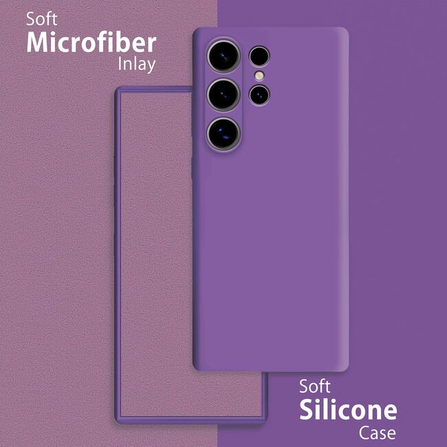 Husa pentru Samsung Galaxy S25 Ultra Liquid Silicone, subțire, captusita cu microfibra, anti amprentă, protectie cameră foto, mov