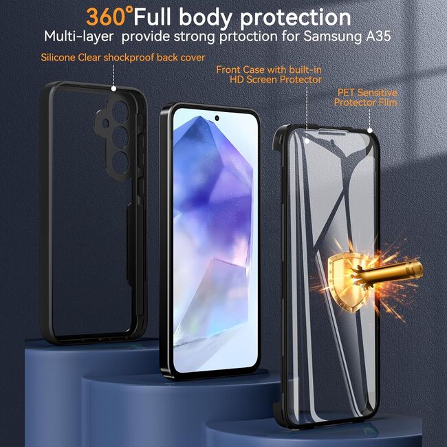 Pachet 360: Husa cu folie integrata pentru  Samsung Galaxy A36 Cover360 fata / spate - Roz