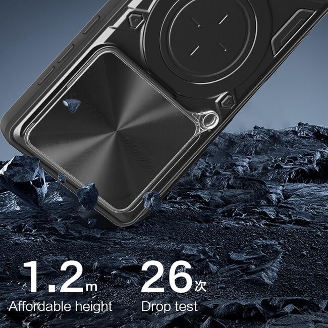 Husa pentru  OnePlus 13 cu protecție pentru cameră și suport magnetic integrat Ring Shockproof, Negru