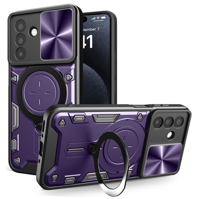 Husa pentru  Samsung Galaxy A26 cu protecție pentru cameră și suport magnetic integrat Ring Shockproof, Mov