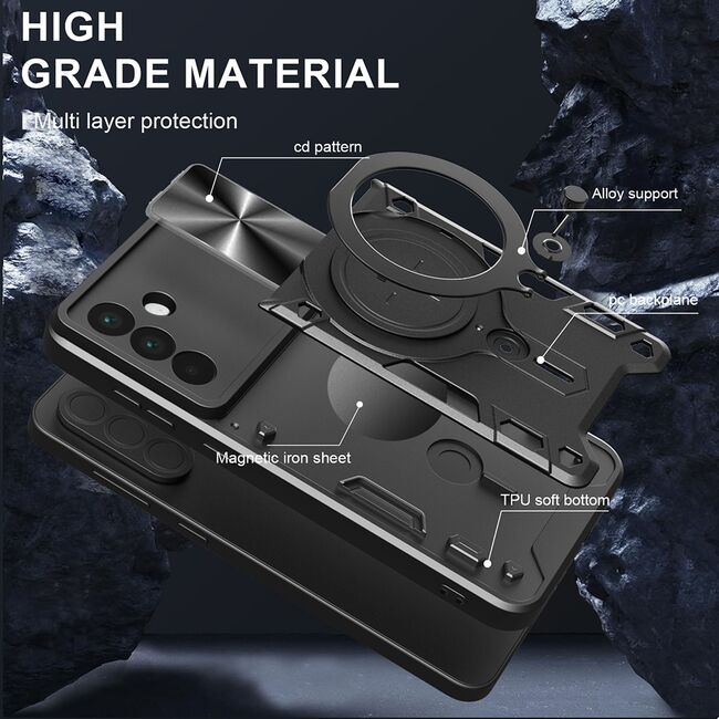 Husa pentru  Samsung Galaxy A56 cu protecție pentru cameră și suport magnetic integrat Ring Shockproof, Rosu