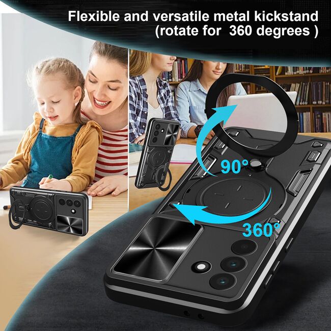 Husa pentru  Samsung Galaxy A56 cu protecție pentru cameră și suport magnetic integrat Ring Shockproof, Rosu