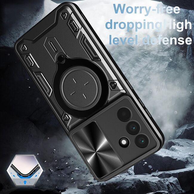 Husa pentru  Samsung Galaxy A56 cu protecție pentru cameră și suport magnetic integrat Ring Shockproof, Rosu