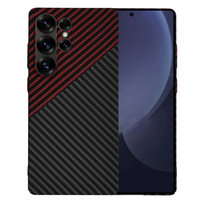 Husa pentru  Samsung Galaxy S25 Ultra CarbonFiber UltraSlim, Lightweight, Rosu inchis
