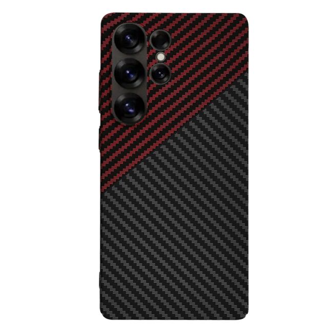 Husa pentru  Samsung Galaxy S25 Ultra CarbonFiber UltraSlim, Lightweight, Rosu inchis