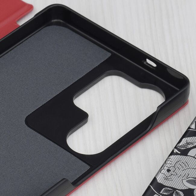 Husa pentru  Samsung Galaxy S25 Ultra tip carte, Smart View, Rosu
