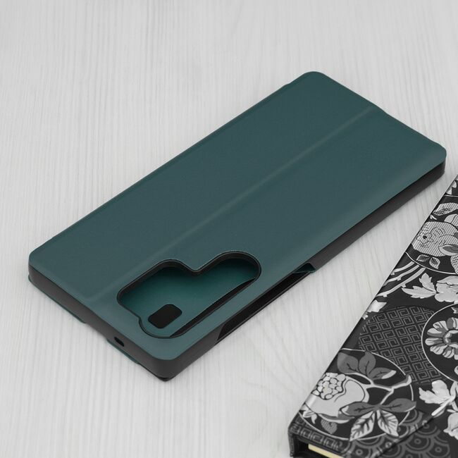 Husa pentru  Samsung Galaxy S25 Ultra tip carte, Smart View, Verde