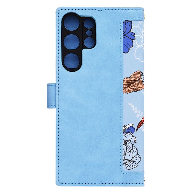 Husa tip carte pentru  Samsung Galaxy S25 Ultra, functie stand si port carduri, Albastru