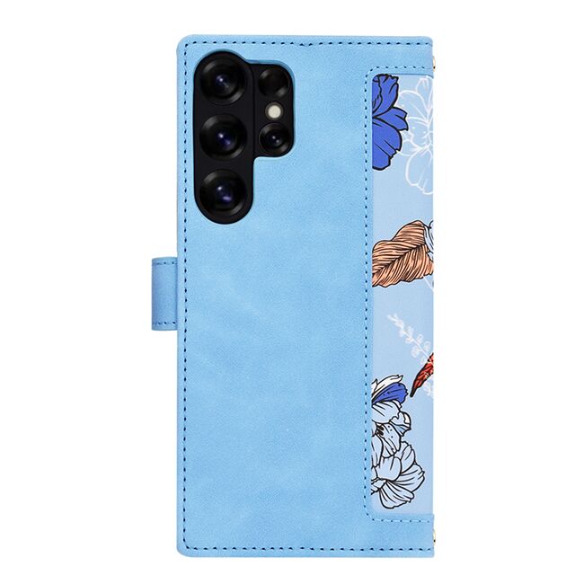 Husa tip carte pentru  Samsung Galaxy S25 Ultra, functie stand si port carduri, Albastru